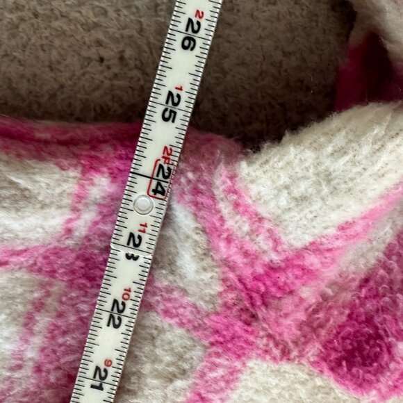 Zara Pink Plaid Crop Shirt Jacket Shacket Fuzzy Thick Coquette Western - Picture 15 of 16